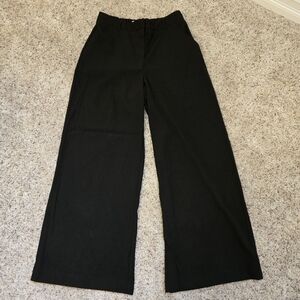 Max Studio London Black Wide Leg Pants Size Large High Rise Pull-On Trousers